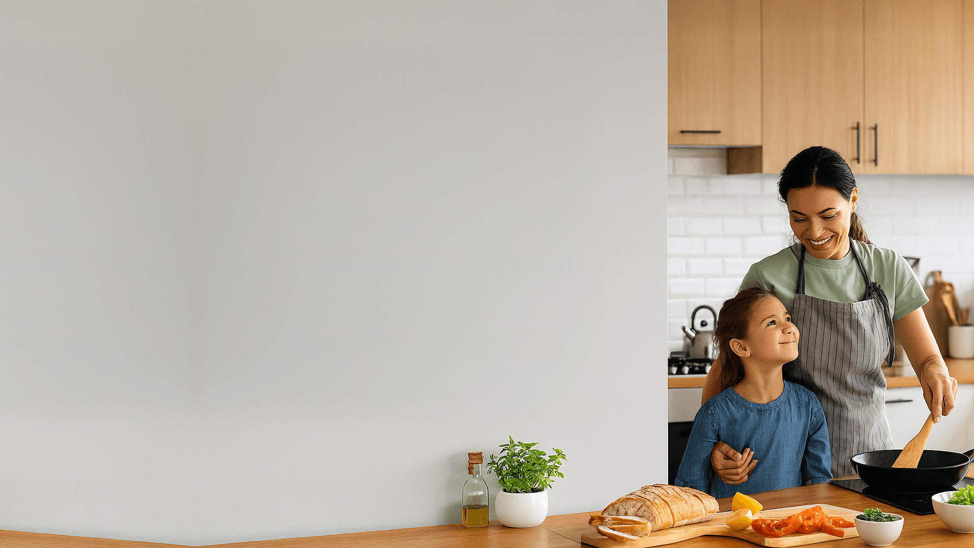 Family in kitchen